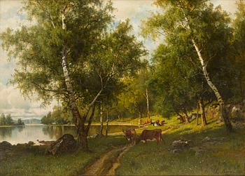 Edvard Bergh, Landscape with Cows.