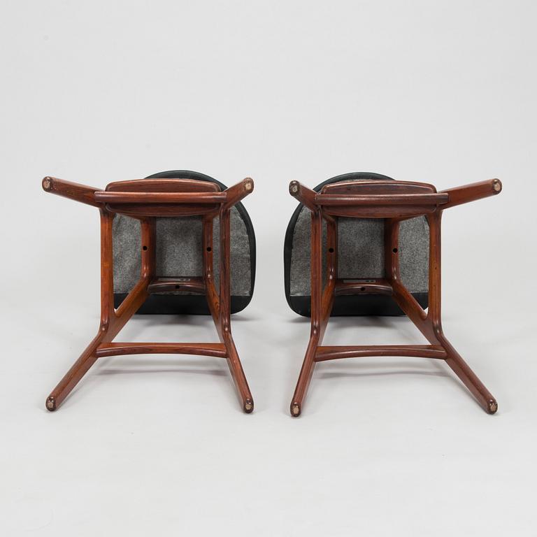 Erik Buck, a pair of 1960s 'OD-61' bar stools for Odense Maskinsnedkeri A-S, Denmark.
