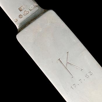 BREVKNIV, silver, Carl Fredrik Carlman, Stockholm, 1950, vikt 180 g.