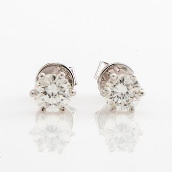 Earrings, a pair, 18K white gold with brilliant-cut diamonds.