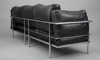 SOFFA, skinn och förkromad metall, 1980-tal.