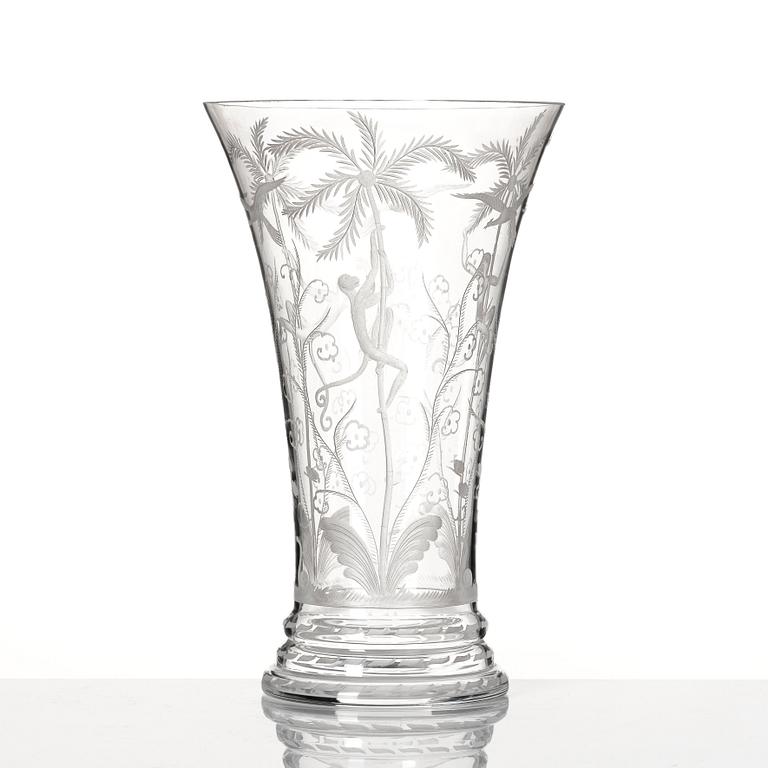 Edward Hald, an engraved glass vase 'Urskogen', Orrefors, Sweden, designed in 1923/24, executed in 1924.