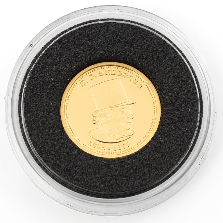Guldmynt, 24 k, "H.C. Andersen", 10 Samoan dollar.
