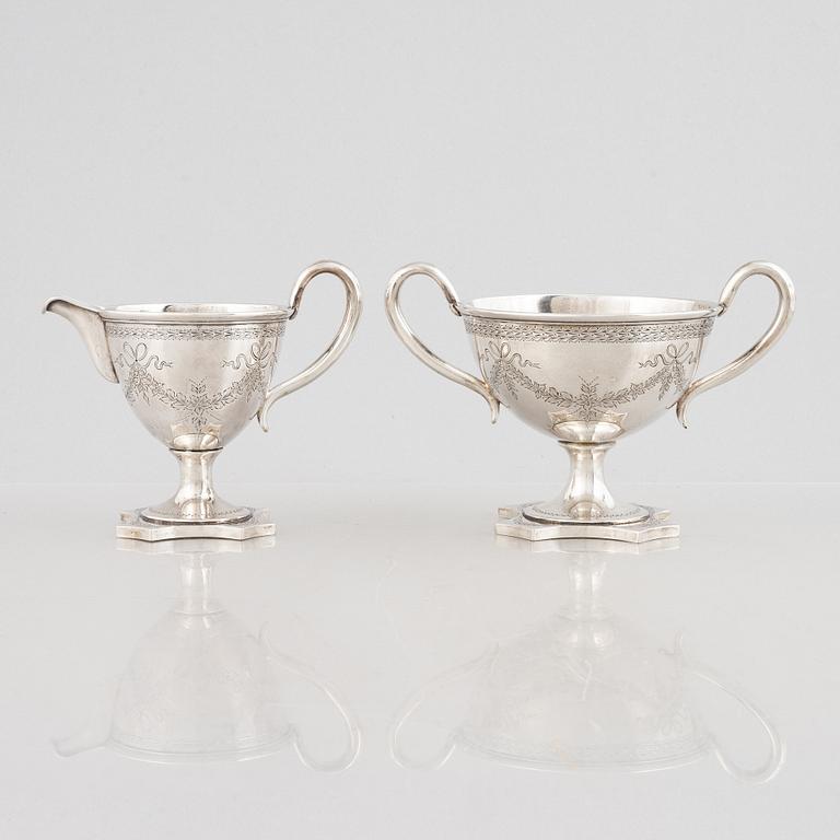 a silver sugar bowl and creamer, Denmark, 1904.