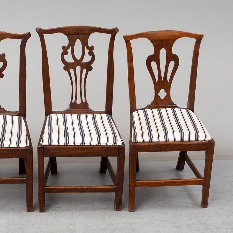 Four Chippendale chairs, England, 18th Century.