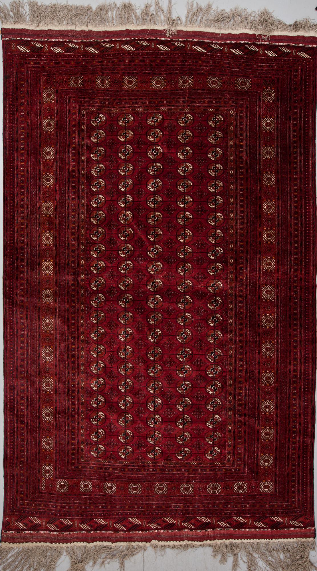 MATTA, semiantik, Afghan-bochara, korkull, ca 394 X 251 cm. +10cm slätväv/kortsida.