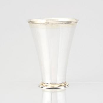 A Swedish 18th Century parcel-gilt silver beaker, mark of Gustaf Stafhell, Stockholm 1742.