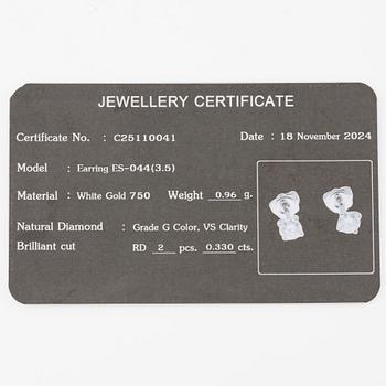 Örhängen 18K vitguld med briljantslipade diamanter.