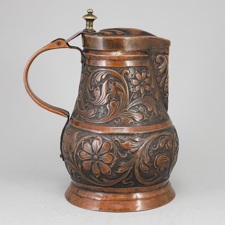 A copper jug, probably Germany, ca 1800.