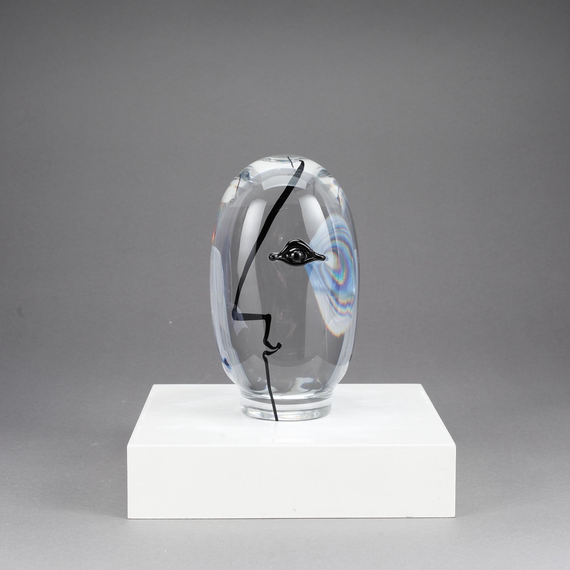 GÖRAN WÄRFF, skulptur "Dykarens upptäckt" glas, signerad, Kosta Boda unik.