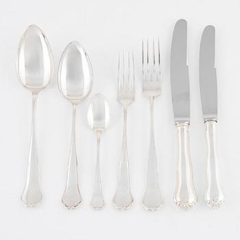 Bestickservis, 54 delar, silver, "Chippendale", Auran Kultaseppä, Åbo, bl.a. 1985.