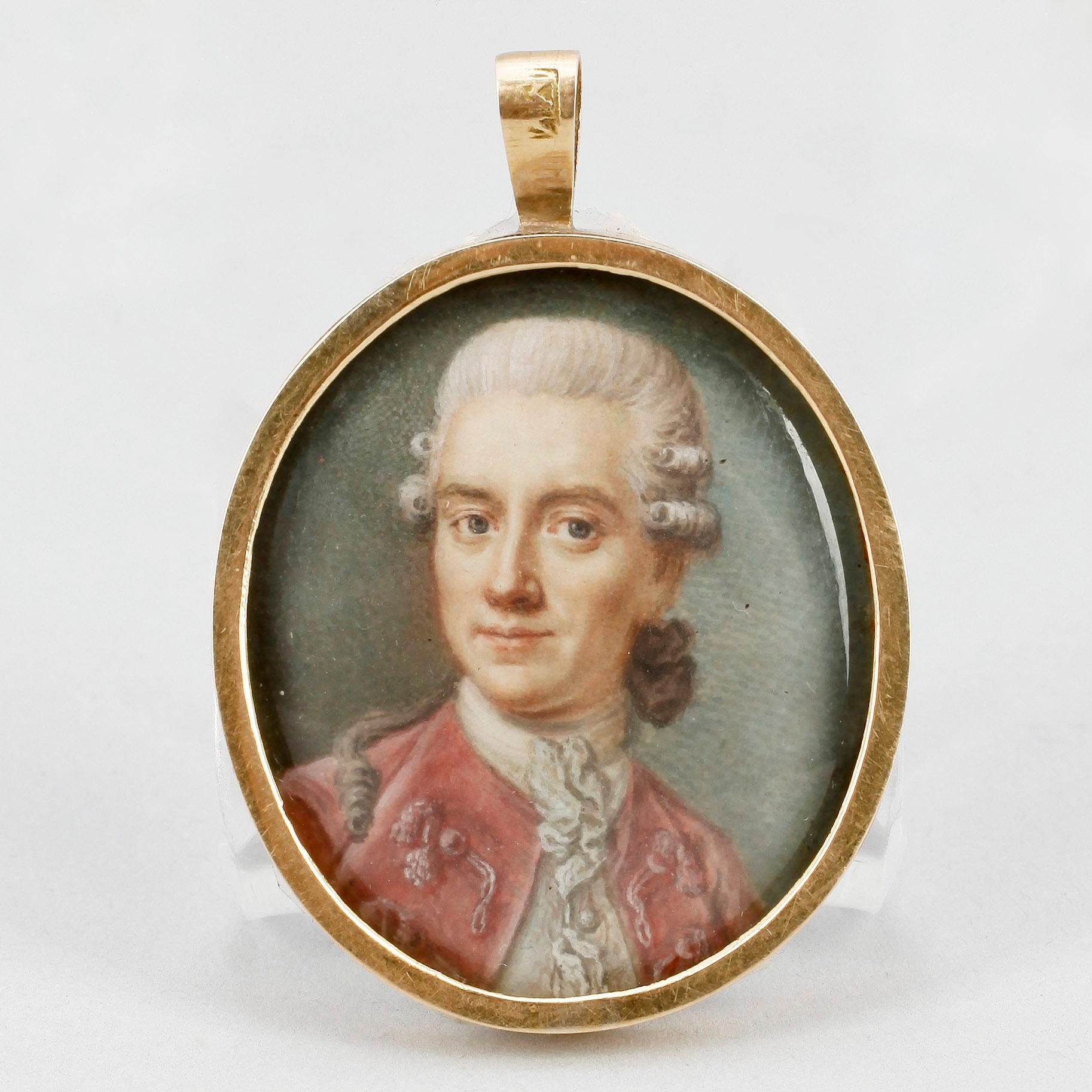 MARTIN SCHEFFEL, Miniatyr. Gouache på ben, osign. Ram i minst 21,6k guld.