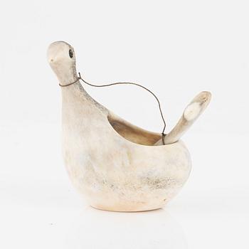 Lars Pirak, a reindeed horn salt cellar, signed.