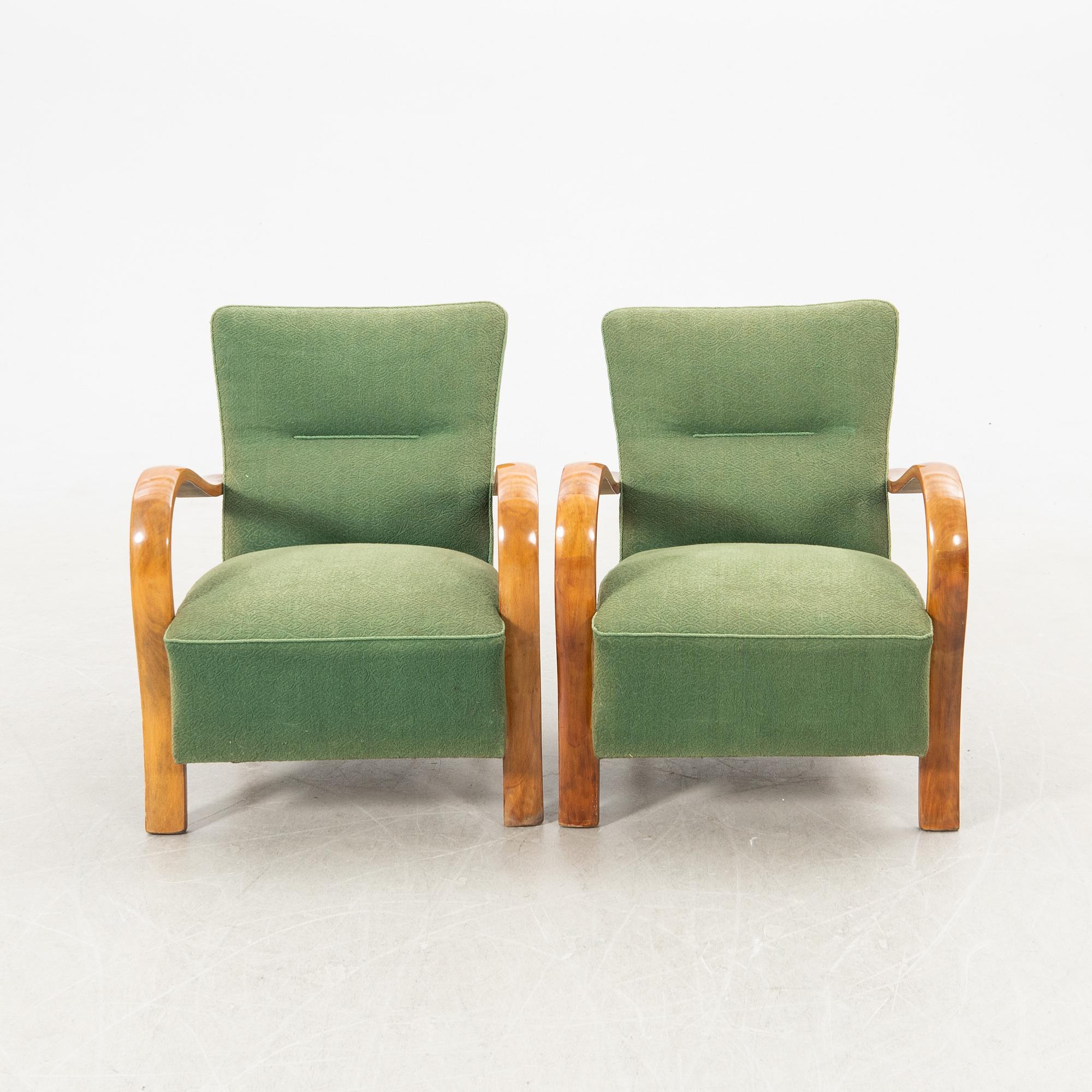 Armchairs, a pair, 1940s.