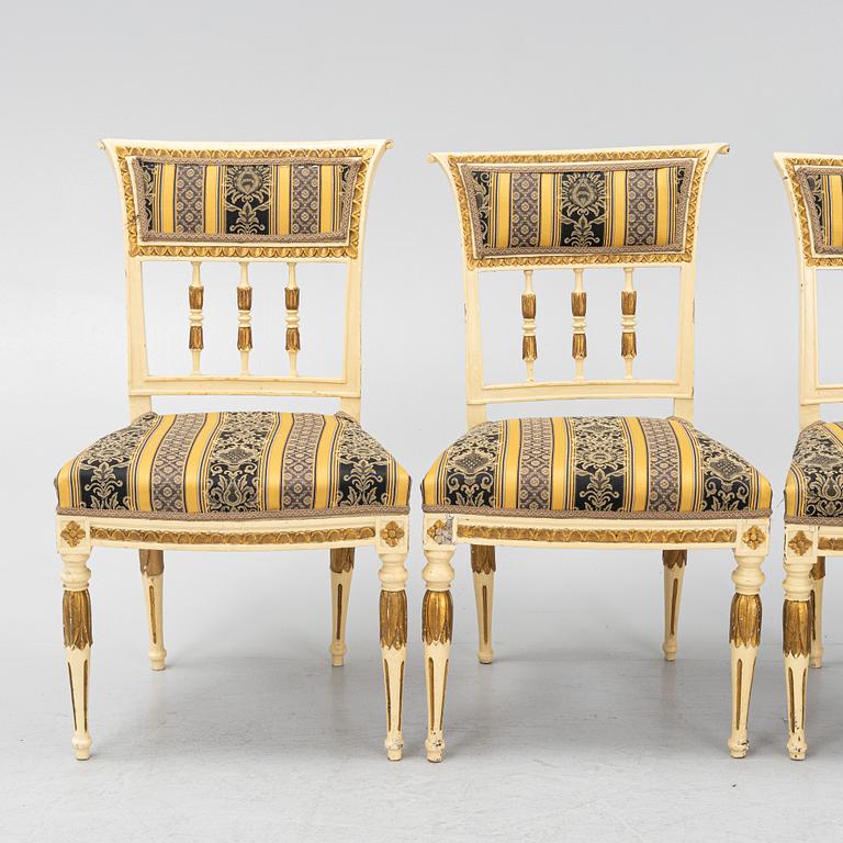 A set of four late Gustavian chairs, Stockholm, circa 1800.