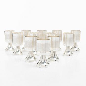 A set of twelve Swedish sterling silver cups, mark of Alton Guldvaru Ab, Falköping 1981.