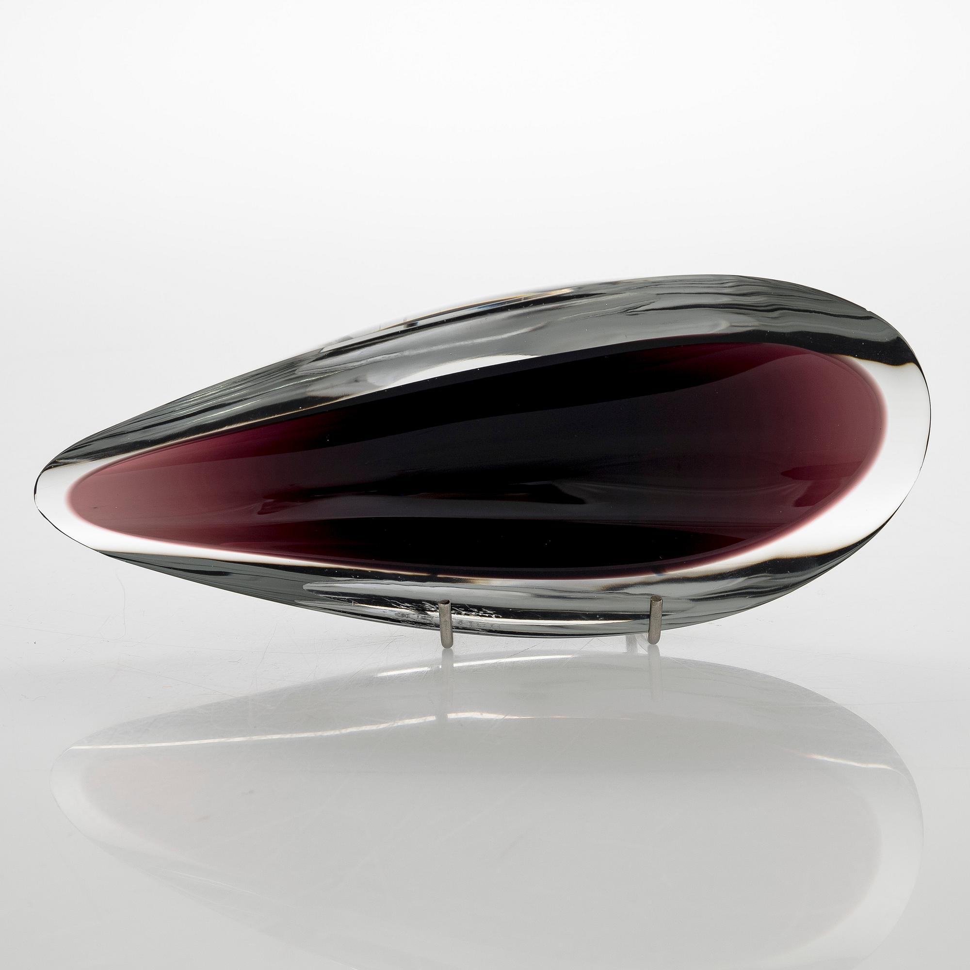 Kaj Franck, a 'Willow Leaf' Glass Bowl, signed K Franck Nuutajärvi Notsjö -57.