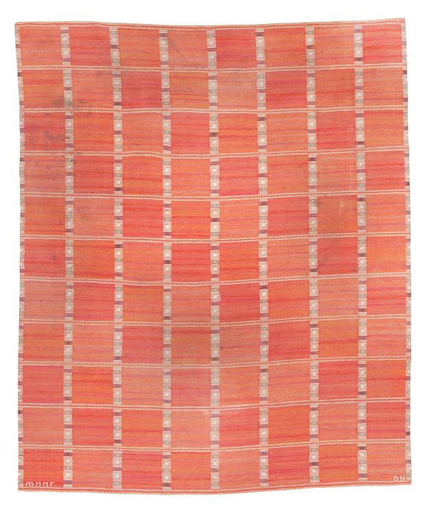 CARPET. "Falurutan, röd". Flat weave. 260,5 x 217,5 cm. Signed AB MMF BN.
