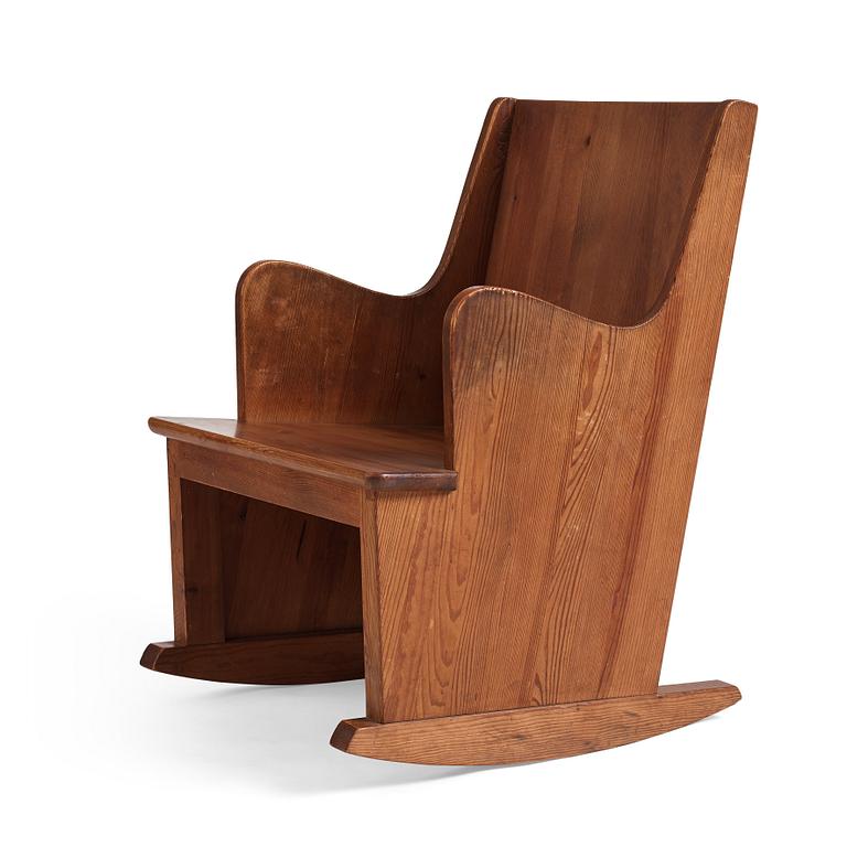 Axel Einar Hjorth, a stained pine 'Lovö' rocking chair, Nordiska Kompaniet 1930s.