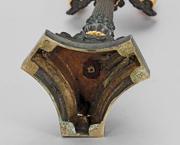 KANDELABER, brons, empirstil, 1800-tal.