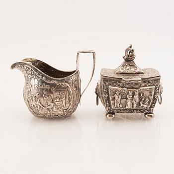 A three pcs silver cream and suger set possibly Barbour & Co USA early 1900s.