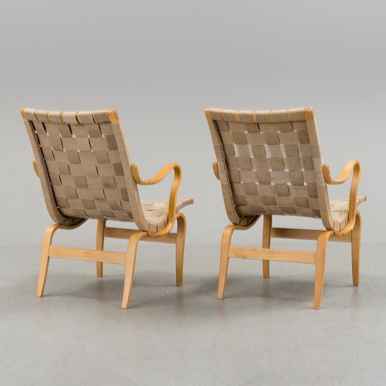 A pair of 'Eva' beech armchairs from Firma Karl Mathsson, Värnamo, 1968.