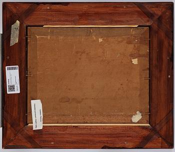 François Carlebur, Fishing boats on the shore and a frigate at anchor.