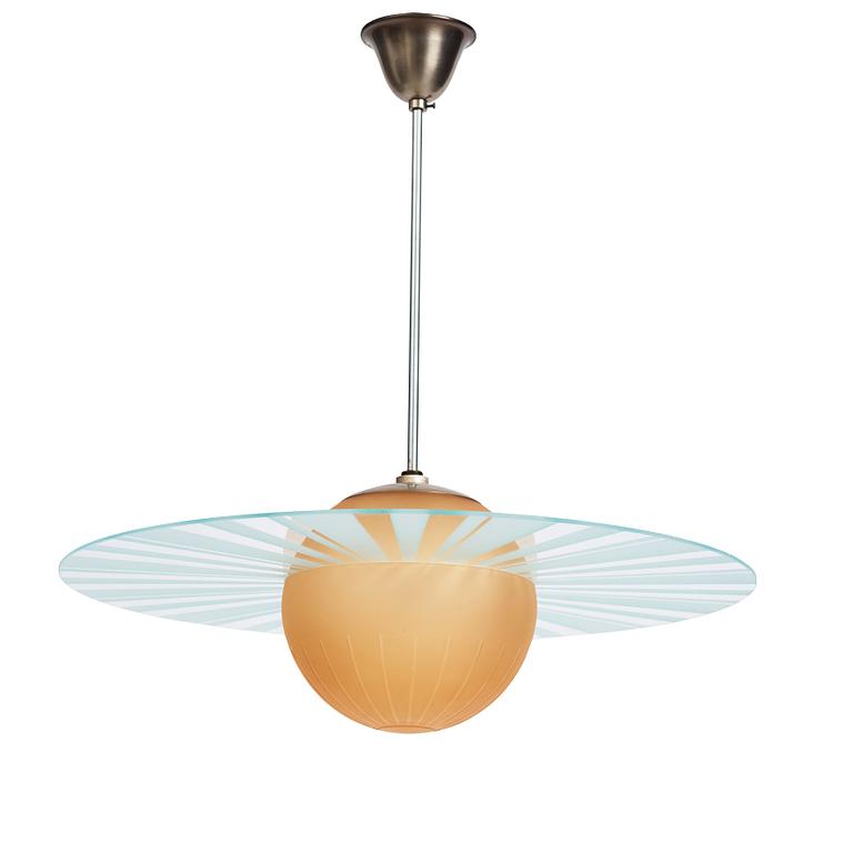 Edward Hald, a ceiling lamp, Orrefors, 1930s.