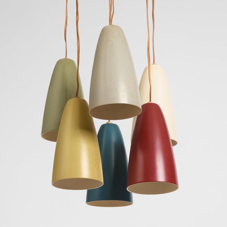 Hans Bergström, taklampa, modell "154/6", ateljé Lyktan, Åhus 1950-tal.
