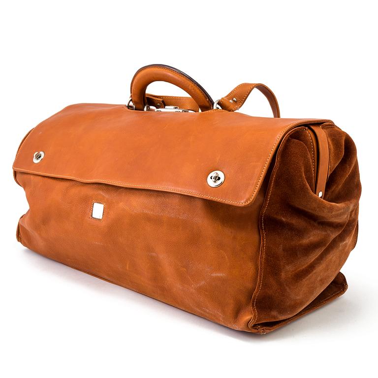 Brown leather and suede weekendbag by Björn Borg Designgroup, 1980's.