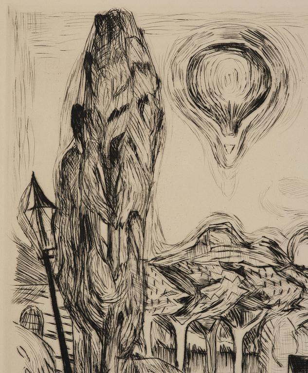 Max Beckmann, "Landschaft mit ballon" from "Gesichter".