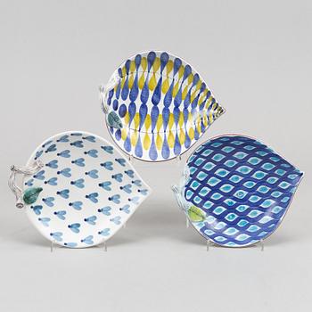 Stig Lindberg,  three earthenware dishes, Gustavsberg studio.