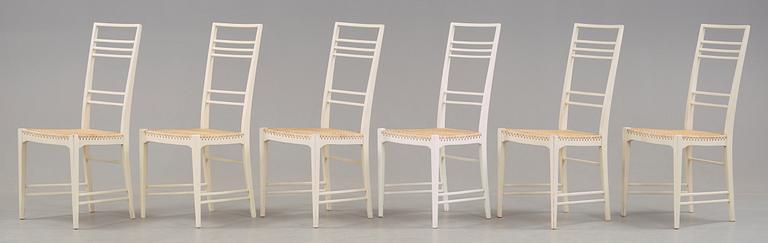 Erik Chambert, A set of six Erik Chambert 'Poem' white lacquered chairs, Chambert's, Sweden 1950's.