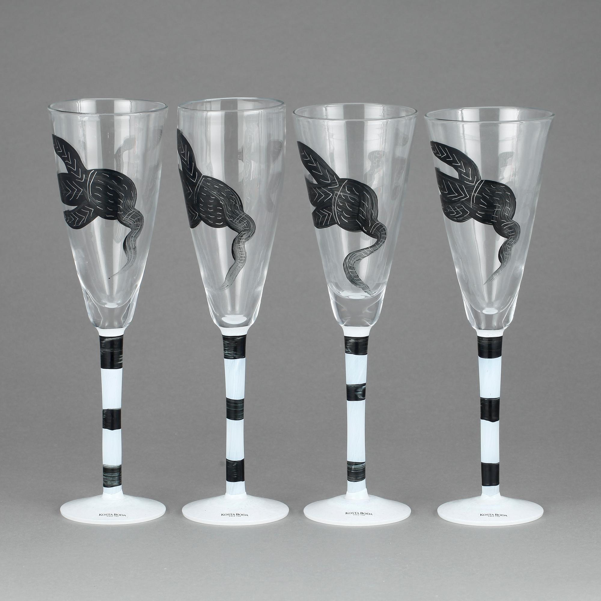 VINGLAS, 4 st. Glas. Ulrica Hydman-Vallien.