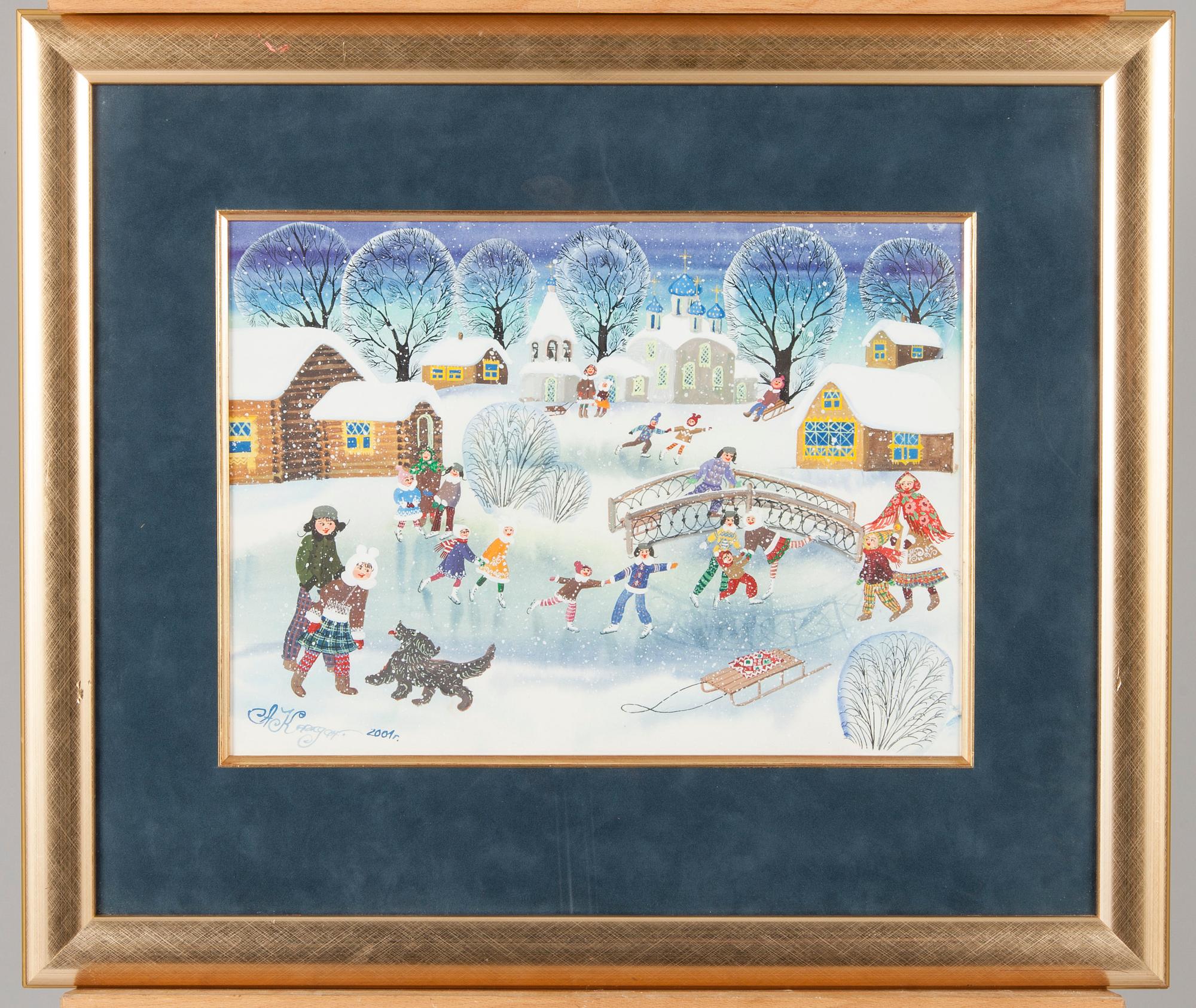 ANNA KAZDAN, gouache, signerad och daterad 2001.