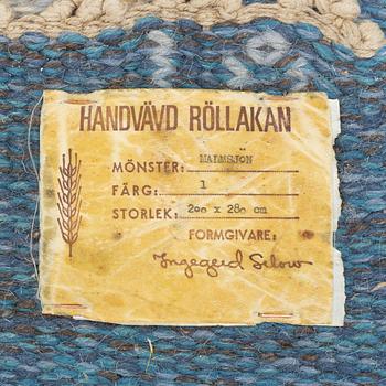 Ingegerd Silow, matta, rölakan, "Malmsjön", signerad, ca 278 x 199 cm.