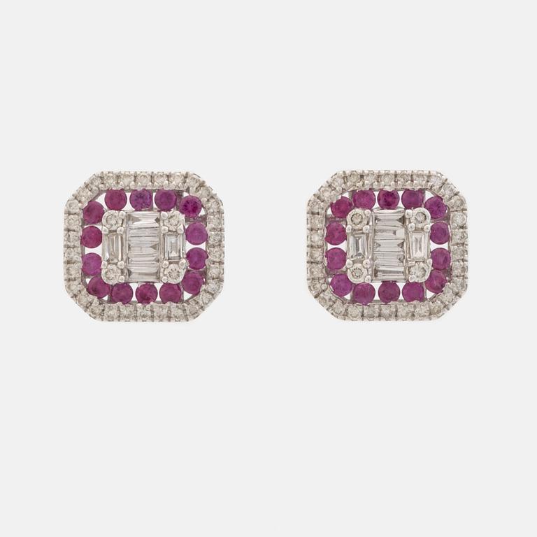 Ruby and diamond earrings.
