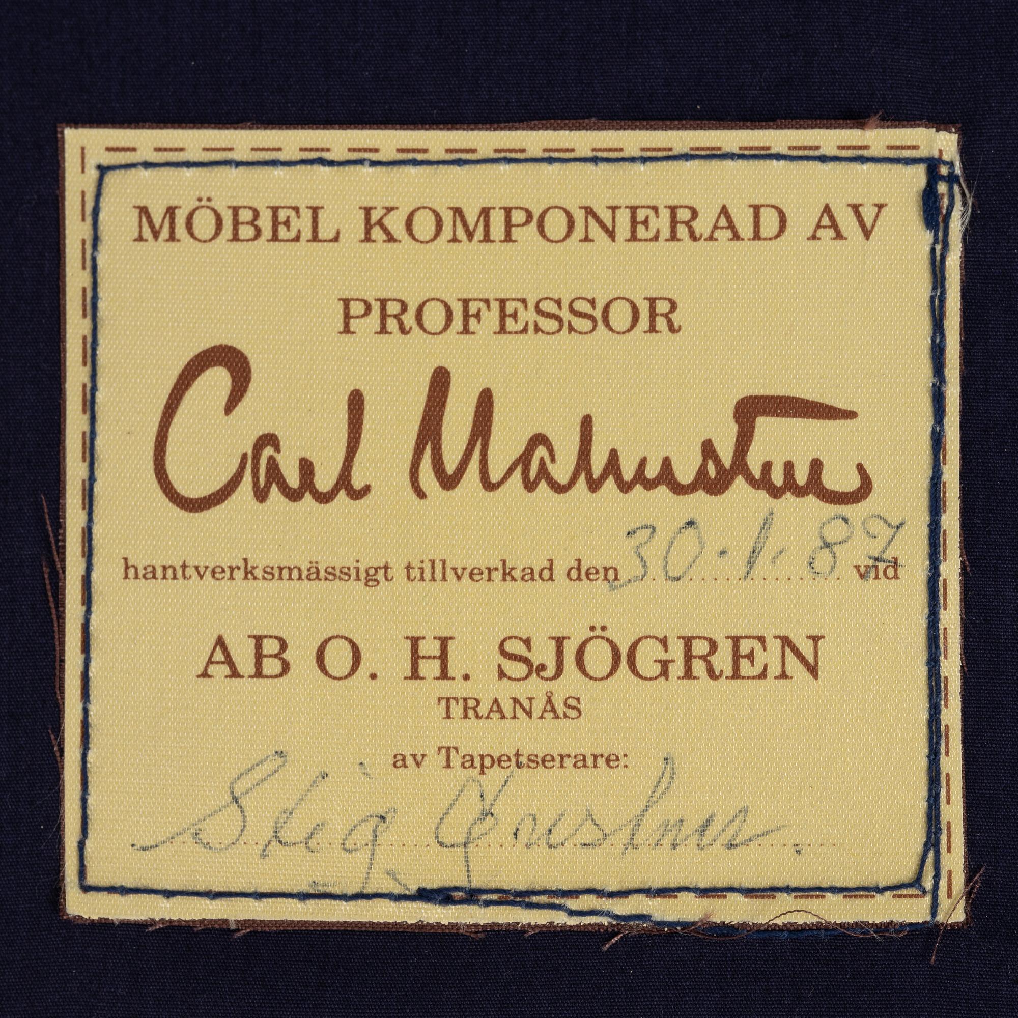 Carl Malmsten, a 'Farmor' armchair, AB. O.H. Sjögren, Tranås, 1987.