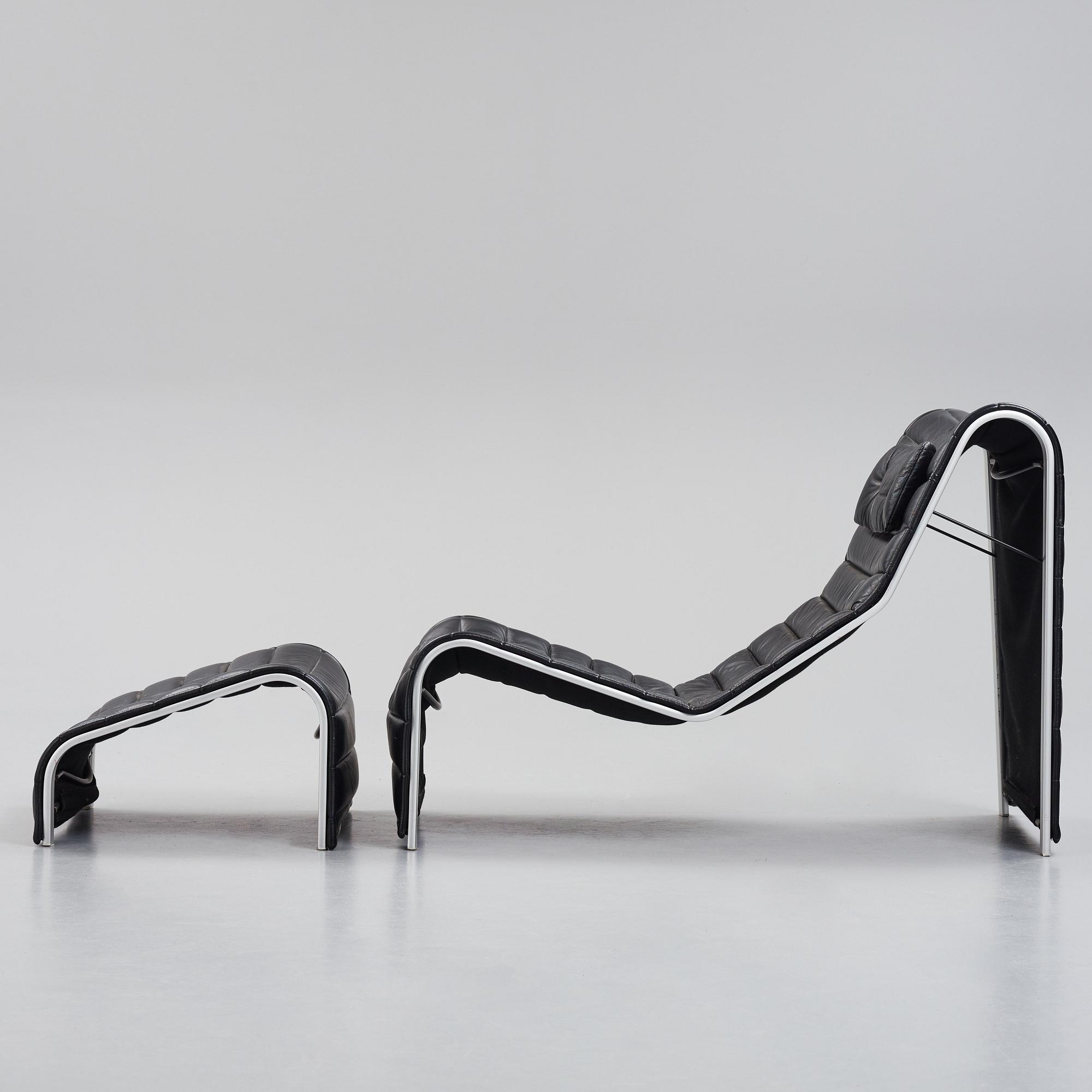 Eric Sigfrid Persson, a 'Flytande Design' lounge chair and ottoman from Möbelkultur AB, Sweden, post 1972.