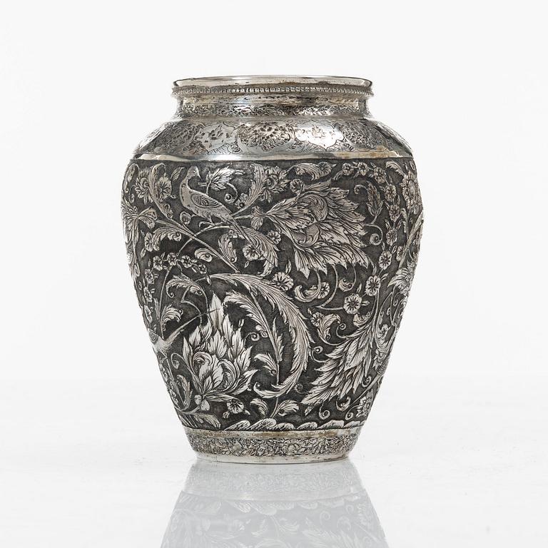 A Persian silver vase, 20th century.
