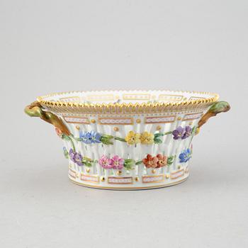 A Royal Copenhagen "Flora Danica" chesnut baskets with stands, Denmark, mid 20th Century.
