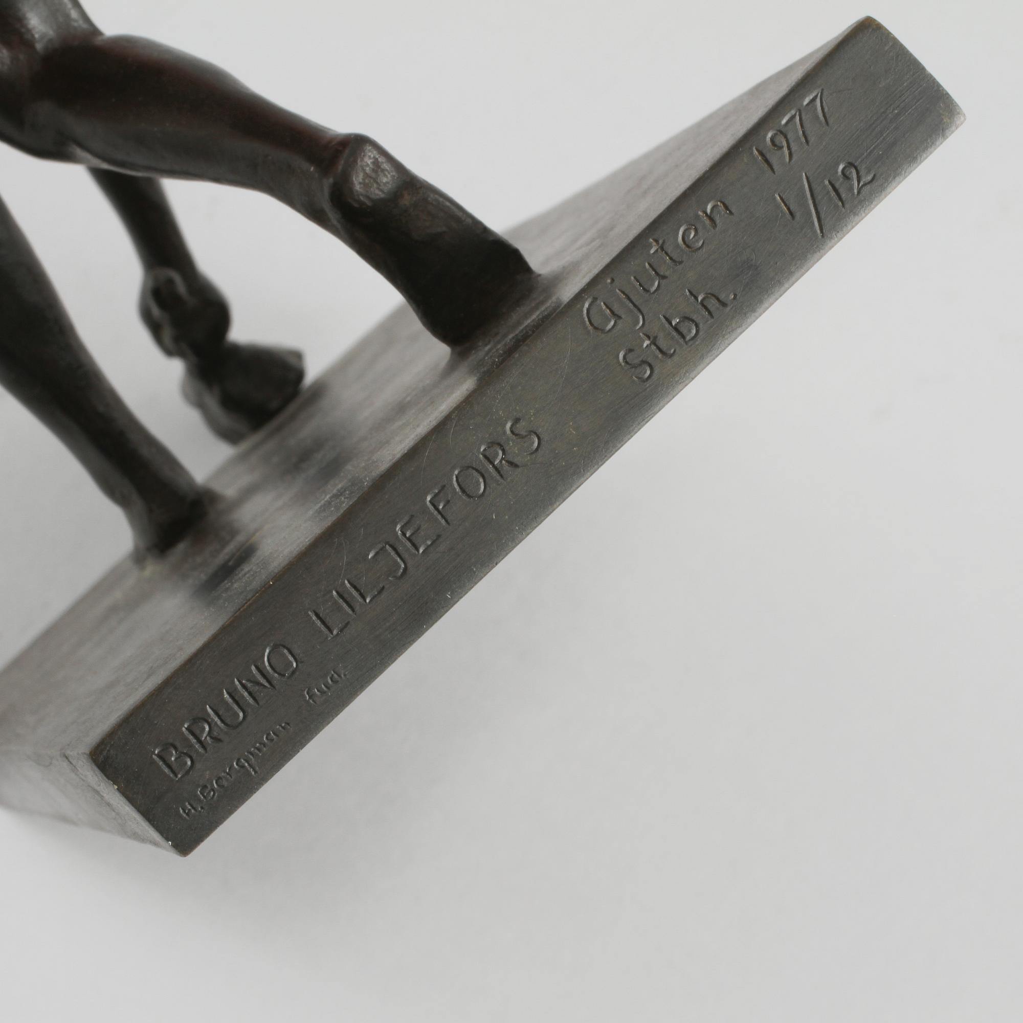 BRUNO LILJEFORS, efter, skulptur, brons, "Vardag", H Bergman fud., 1977, numrerad 1/12.