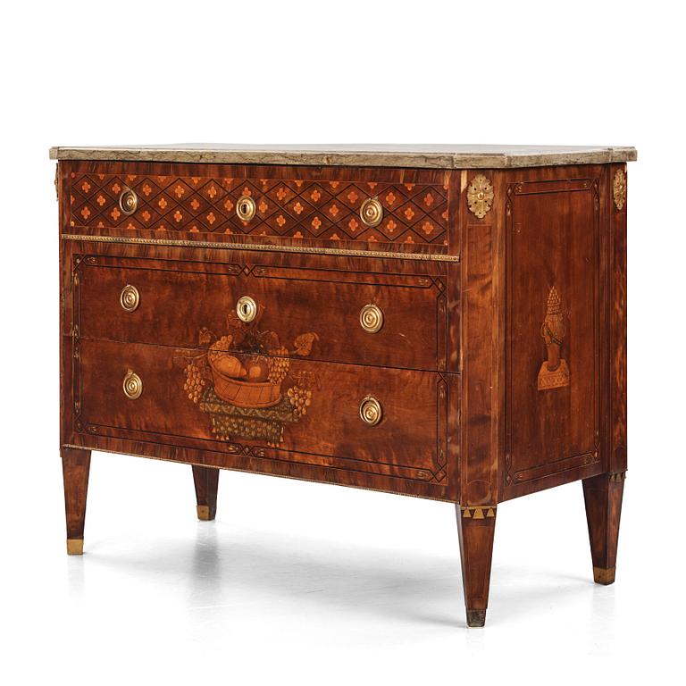 A Gustavian marquetry commode by  C. Lindborg (master in Stockholm 1781-1808).