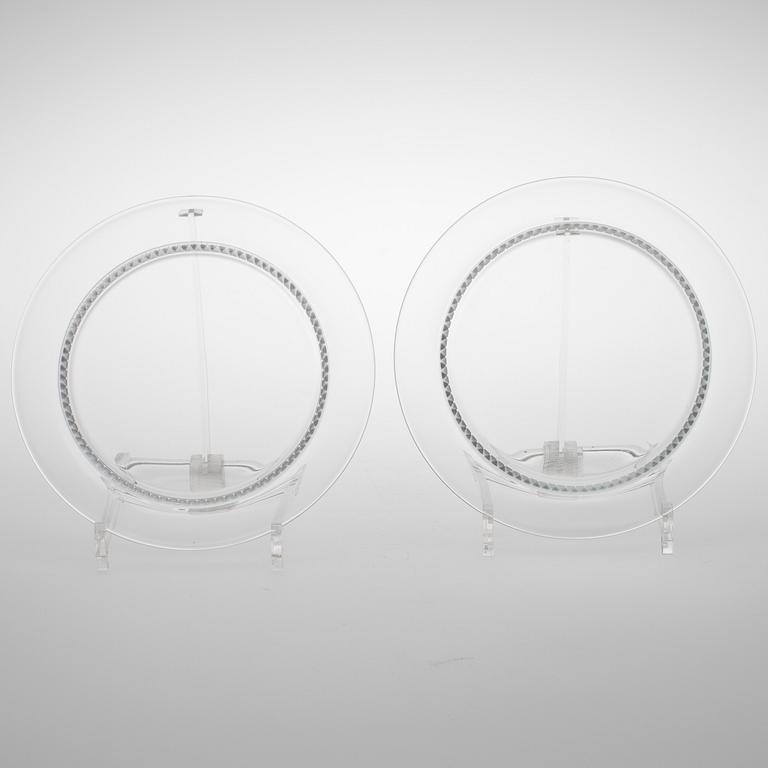 SERVISDELAR, 10 st, "Bourgueil" kristall, etikettmärkta Lalique, Paris, 1900-talets slut.