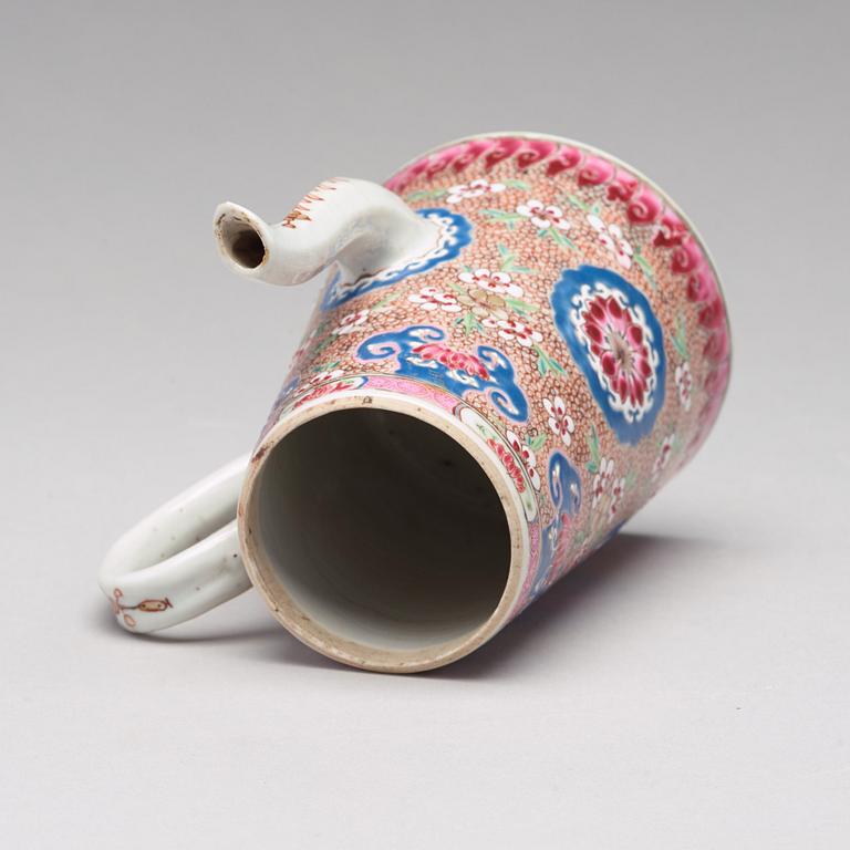 A famille rose coffee pot with cover, Qing dynasty, Yongzheng (1723-35).