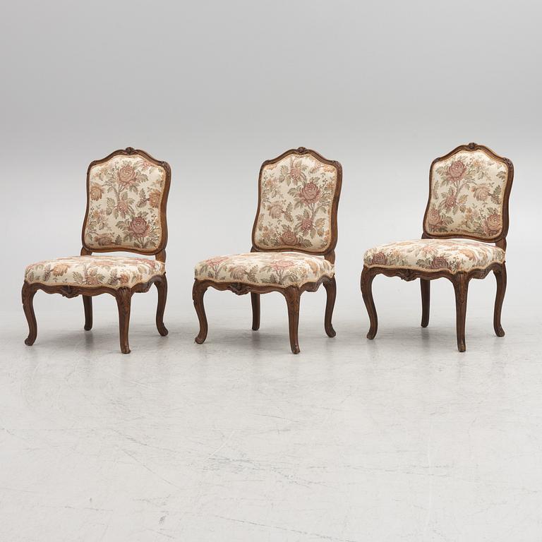 A set of three Louis XV chairs a chassis by Louis Cresson (master in Paris 1738-61).