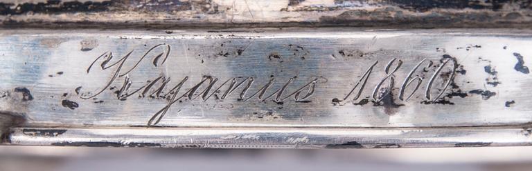 UPPSATSSKÅL, silver och glas, Roland Mellin (1833-1867), Helsingfors 1849.