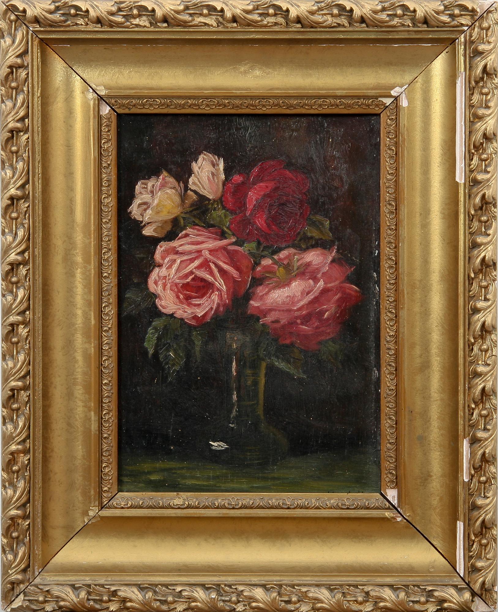 OKÄND KONSTNÄR, olja på pannå, sign, 1800/1900-tal.