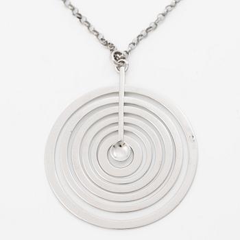 Tapio Wirkkala, Pendant with chain “Silver Moon”, sterling silver, Finland, for Kultakeskus, contemporary.