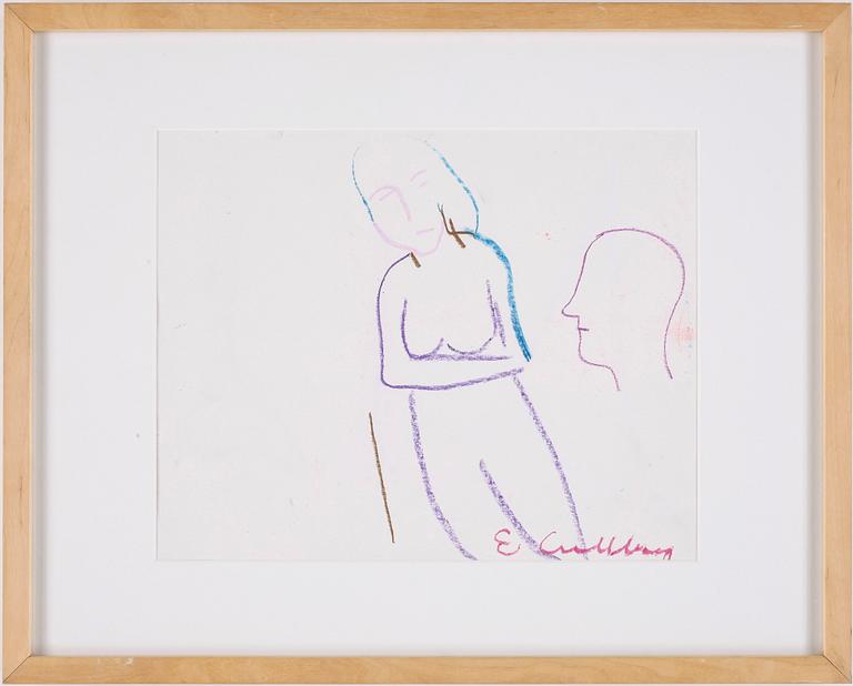 ERLAND CULLBERG, oljepastellkrita på papper, signerad.